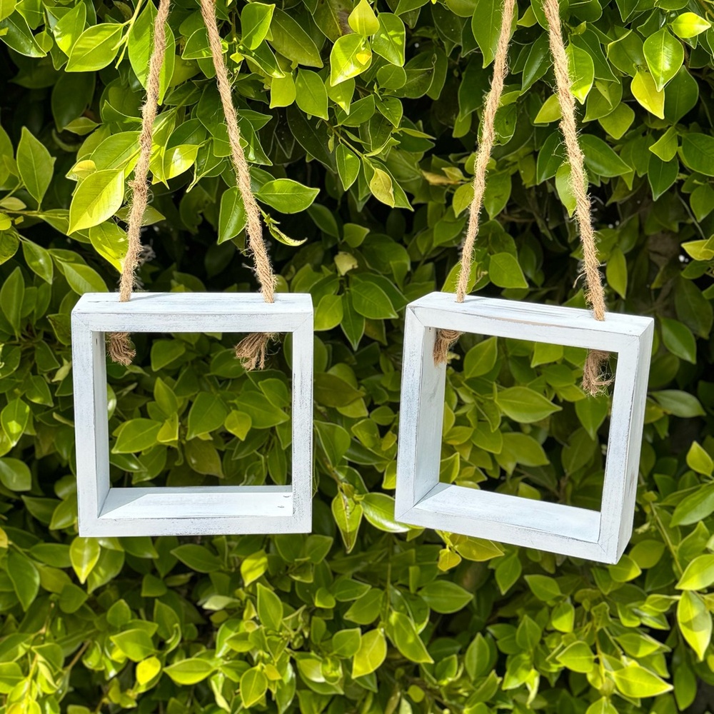Handmade Hanging Square Floating Shelf | Rustic Wood Cube with Rope | Farmhouse